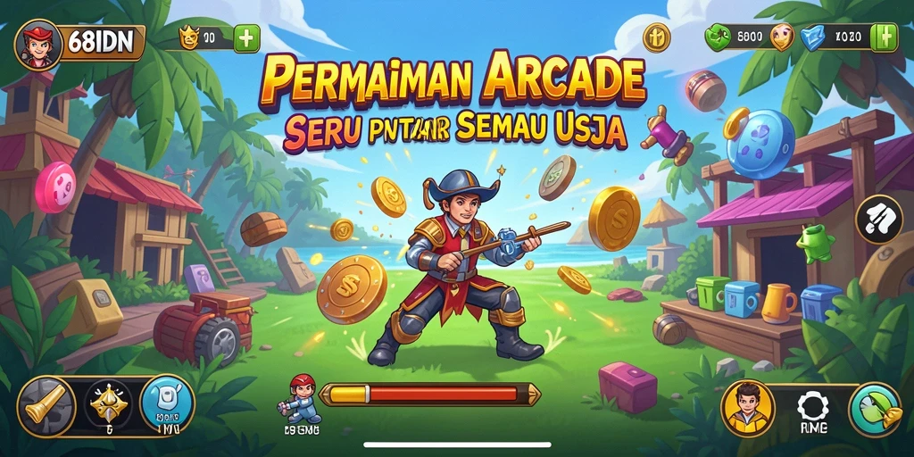Gambar menampilkan gameplay arcade yang seru dan penuh aksi.