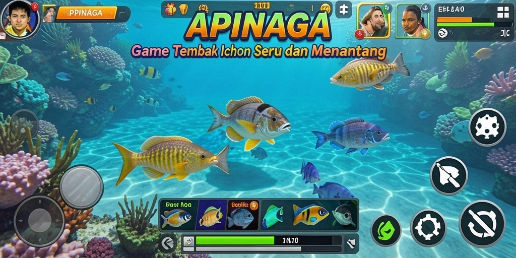 Tampilan seru dari gameplay Tembak Ikan di APINAGA.