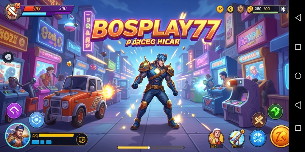 Tangkapan layar BOSPLAY77 menampilkan aksi gameplay Arcade yang seru.