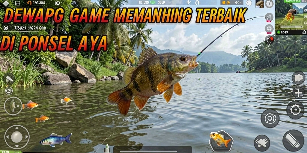 Gameplay seru dalam DEWAPG yang menampilkan aksi memancing.