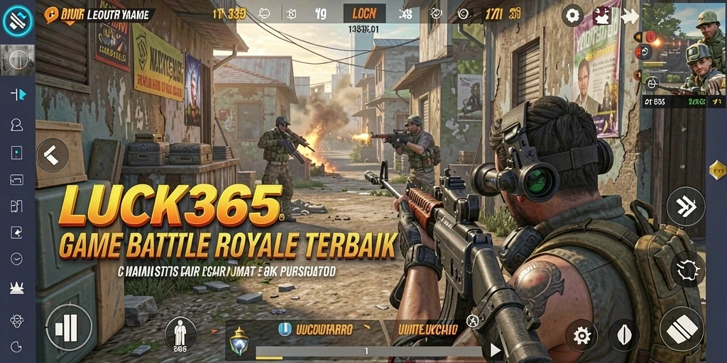 Screenshot LUCK365 menampilkan pertempuran epik dalam suasana Battle Royale.