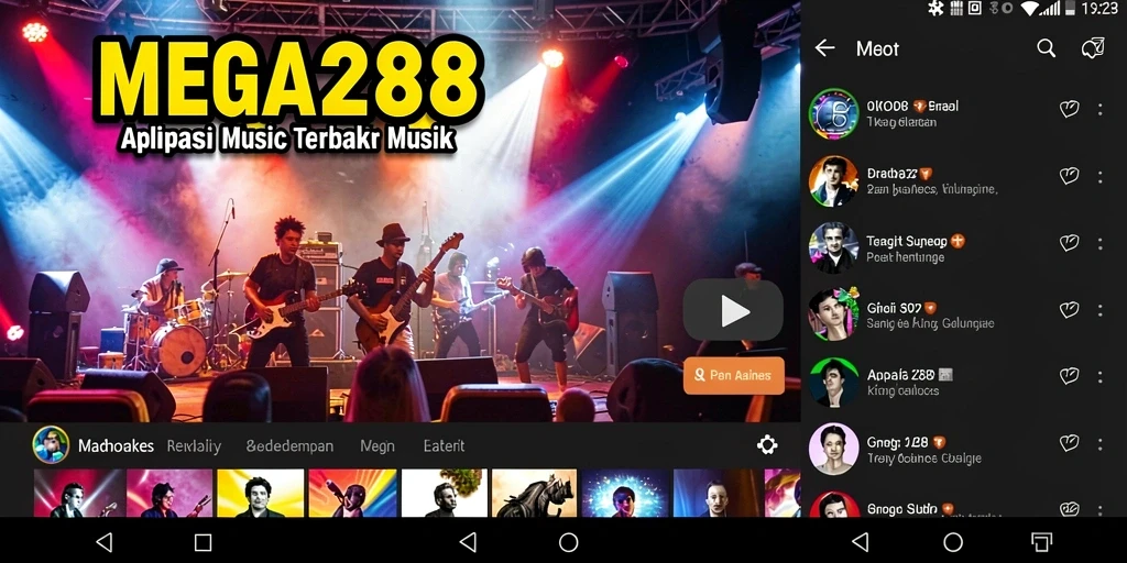 Screenshot MEGA288 menampilkan aplikasi musik yang menarik.