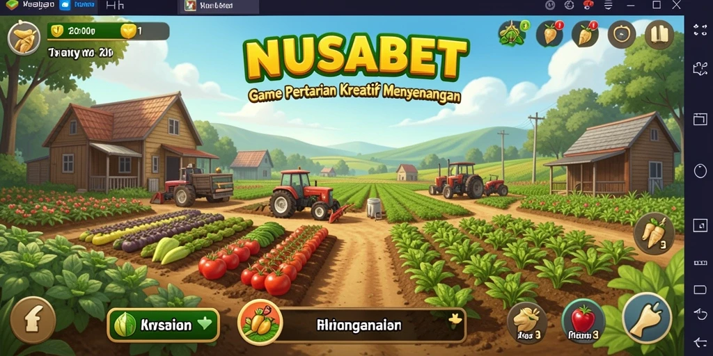 Screenshot gameplay NUSABET menampilkan aktivitas pertanian yang seru.
