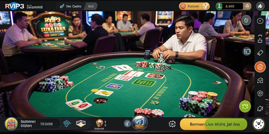 Tampilan menarik dari gameplay Live Casino di RVIP3.