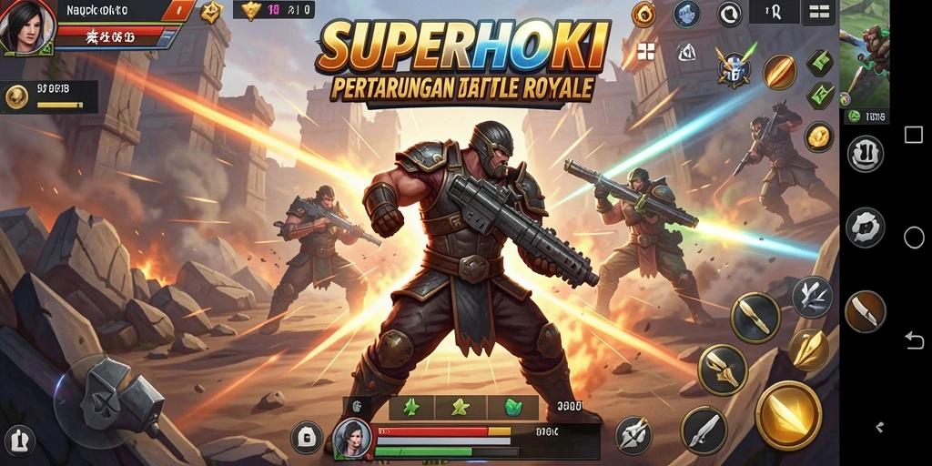 Screenshot gameplay SUPERHOKI menampilkan aksi pertarungan yang mendebarkan.